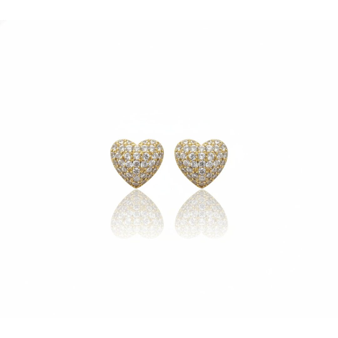 Brinco coração gordinho cravejado G Brinco coração gordinho cravejado G